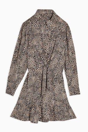 Leopard Print Tie Front Shirt Dress | Topshop