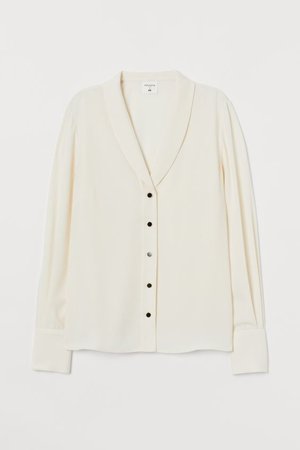 Shawl-collar blouse - Cream - | H&M