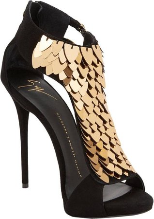 gold black heels pumps giuseppe zanotti