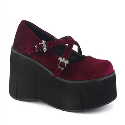 Demonia KERA-10 Burgundy Velvet Platform Shoes