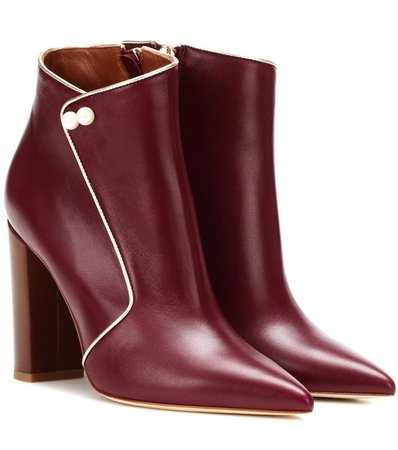 MALONE SOULIERS X Natalia Vodianova Lada Leather Ankle Boots In Burgundy Burgundy