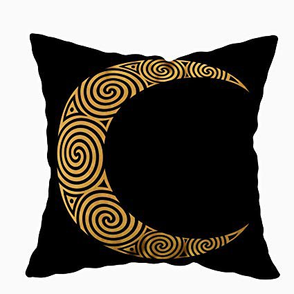 EMMTEEY Christmas Home Decor Throw Pillowcase for Sofa Cushion Cover, Spiral Moon Isolated Black Decorative Square Accent Zippered and Double Sided Printing Pillow Covers 16X16Inch: Gateway