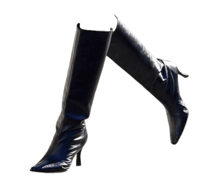 leather boots black