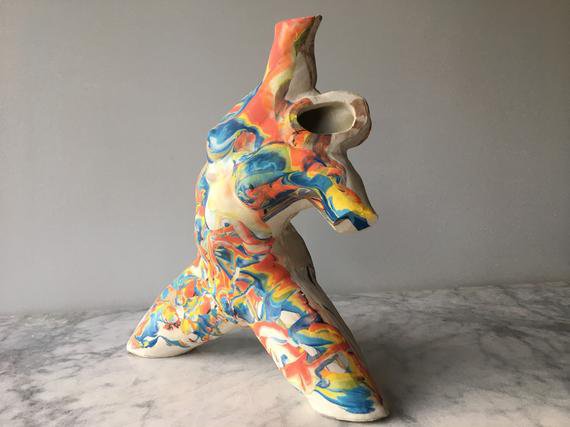 Nude Torso Vase Sculpture Porcelain Female Figure Marbled | Etsy