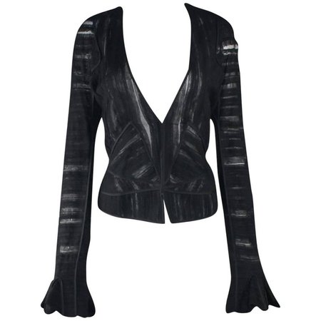 Yves Saint Laurent YSL by Tom Ford 2002 Black Tulle Silk Layer Jacket Top For Sale at 1stdibs
