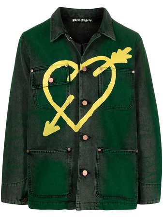 Palm Angels Love heart-print Denim Jacket - Farfetch