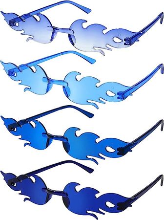 Amazon.com: EBOOT 4 Pairs Fire Flame Glasses Rimless Flame Fire Sunglasses for Mardi Gras St.patrick's Day Women Men Cosplay (Blue Series) : Clothing, Shoes & Jewelry