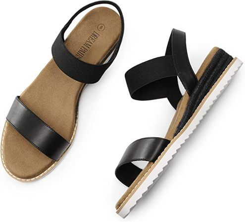 Amazon.com | DREAM PAIRS Womens Open Toe Espadrilles Dressy Ankle Straps Wedges Sandals SDPW2310W,Black,7.5 | Flats