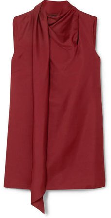 Draped Wool And Silk-blend Tank - Red