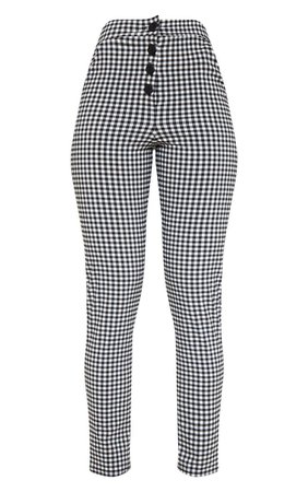Black Gingham Button Front High Waisted Trouser | PrettyLittleThing