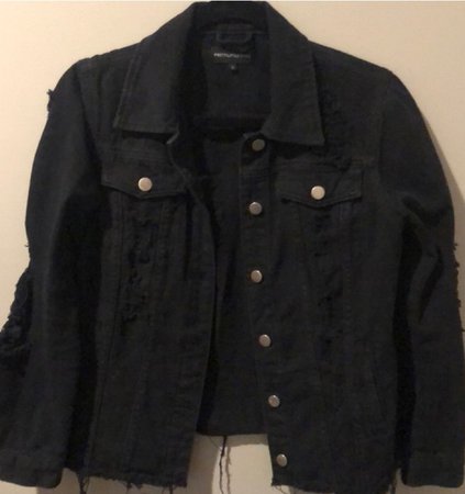 black ripped jean jacket