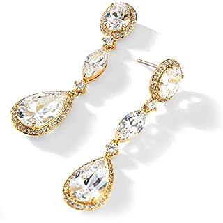 Amazon.com: Dangle Earrings 14K Gold Drop Earrings for Women Dangle Stylish Leverback Earrings with Cubic Zirconia Drop Earrings A Must-have Fashion Accessory: Clothing, Shoes & Jewelry
