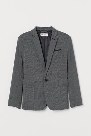 Textured-weave Jacket - Dark gray/plaid - Kids | H&M CA