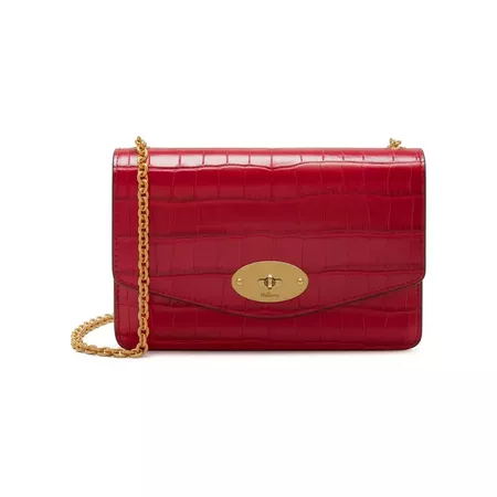 Small Darley | Red Berry Croc Print | Darley | Mulberry