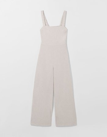 Linen blend jumpsuit with gathered straps - Best sellers - Woman | Bershka