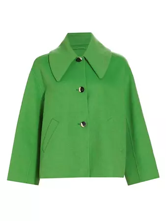 Shop GANNI Collared Wool-Blend Swing Jacket | Saks Fifth Avenue
