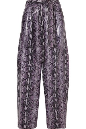 Sally LaPointe | Glossed snake-effect leather wide-leg pants | NET-A-PORTER.COM