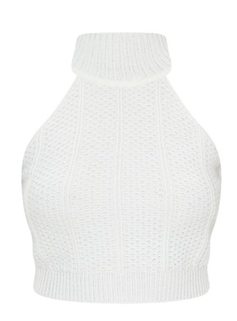 high neck knit crop top