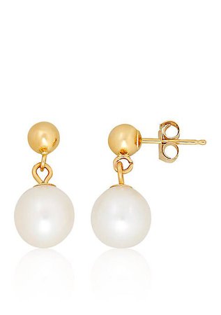 Belk & Co. Freshwater Pearl Ball Earrings in 14k Yellow Gold