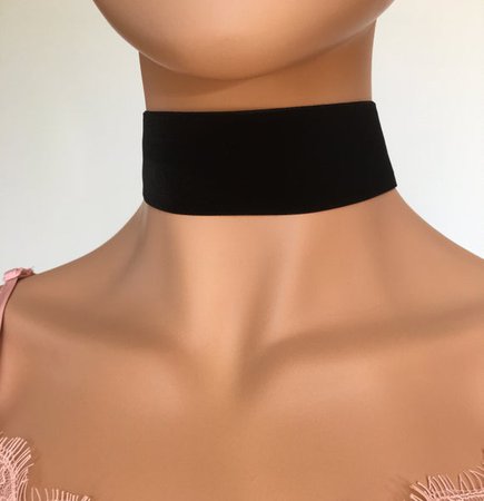 Etsy 38mm Thick Black Velvet Choker Necklace, Adjustable from 13", Gothic Necklace, Vintage 90s Jewelry, Wide
