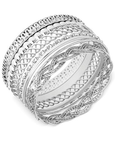 GUESS Textured Bangle Bracelet Set & Reviews - Bracelets - Jewelry & Watches - Macy's