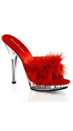 Marabou Slide Platform Sandal with 5" Heel, Sexy Slide Sandal - Yandy.com