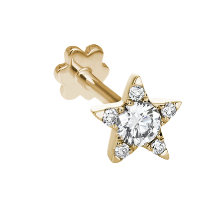 Maria Tash - Diamond Star Threaded Stud Earring gold