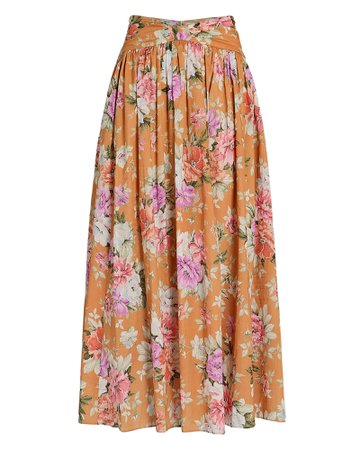 Zimmermann Pattie Floral Cotton Midi Skirt | INTERMIX®