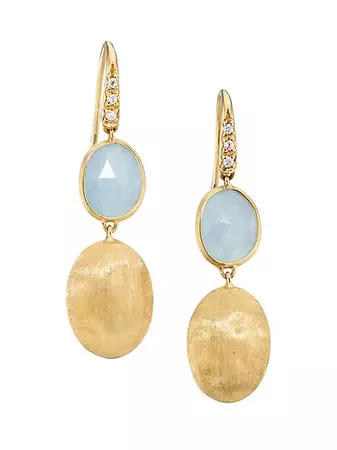 Shop Marco Bicego Siviglia 18K Yellow Gold, Aquamarine & 0.05 TCW Diamond Double-Drop Earrings | Saks Fifth Avenue