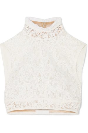 Chloé | Cropped silk-trimmed cotton-blend lace top | NET-A-PORTER.COM