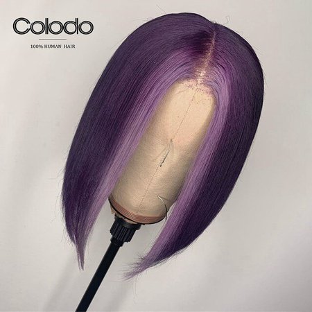 COLODO Transparent Lace Wigs Brazilian Remy 13x6 Bob Lace Front Wigs Pre Plucked Red Purple Orange Highlight Wig for Women|Human Hair Lace Wigs| - AliExpress