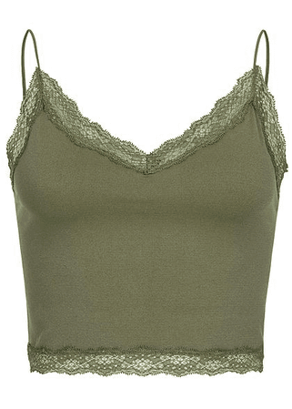 olive green lace tank top