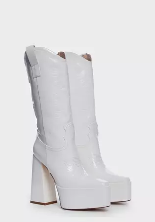 Azalea Wang Zip Up Cowboy Boots - White – Dolls Kill