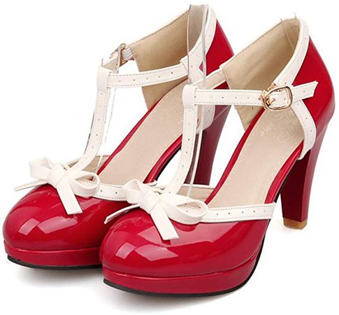 Amazon.com | Robasiom Fashion T Strap Bows Womens Platform High Heel Pumps Shoes | Pumps