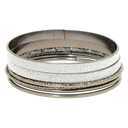 Hematite Glitter Bangle Bracelets - 6 Pack | Claire's US