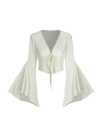 white bell sleeve corset top