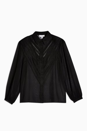 Black Lace Panel Shirt | Topshop