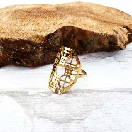 Rings | Shop Women's Golden Gold Geometric Ring at Fashiontage | f6a5abb6#1
