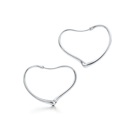Elsa Peretti® Open Heart hoop earrings in sterling silver, medium. | Tiffany & Co.