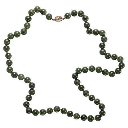 Mid-Century Nephrite Jade Necklace, Circa 1930s
