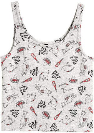 Tank Top with Printed Pattern - Gray