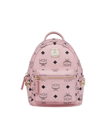 20 cm / 8 in Stark Side Studs Bebe Boo Backpack in Visetos Soft Pink | MCM