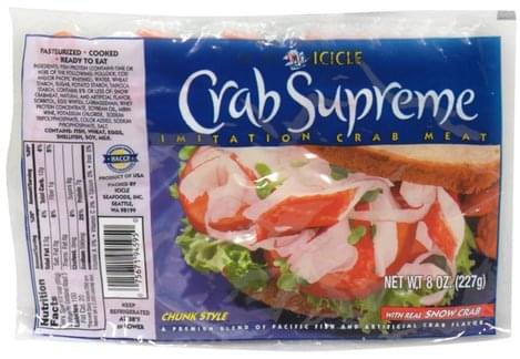 Icicle Imitation Crab Meat Crab Supreme - 8 oz, Nutrition Information | Innit