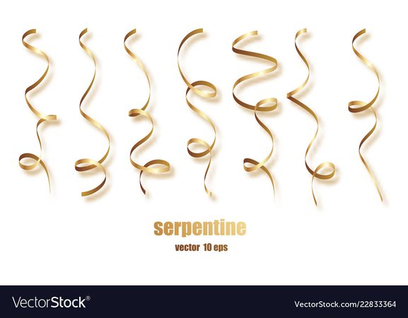 Gold curly ribbon serpentine confetti golden Vector Image