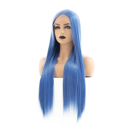 Synthetic Lace Front Wig Straight Gaga Middle Part Lace Front Wig Long Blue Synthetic Hair 22-26 inch Women's Heat Resistant Women Hot Sale Blue / Glueless 7905393 2020 – $34.99