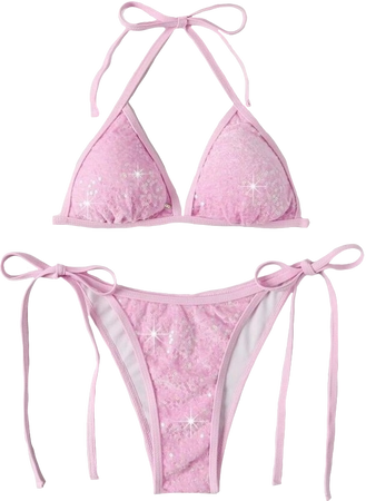 pink sparkly bikini set