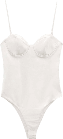 Zara white satin bodysuit