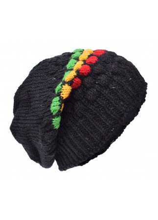 Bubbleknit Black Rasta Beanie Woolly Hat