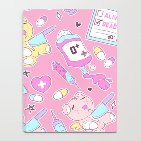 Yami Kawaii Creepy Cute Bears on Pink Notebook by FrostedSoSweet | Society6