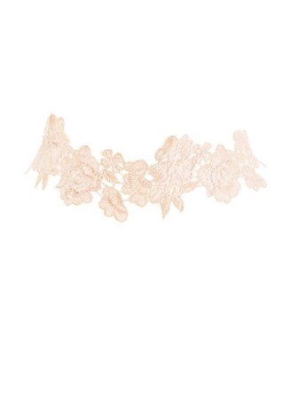 Cream Nude Lace Flower Choker Necklace Jewelry